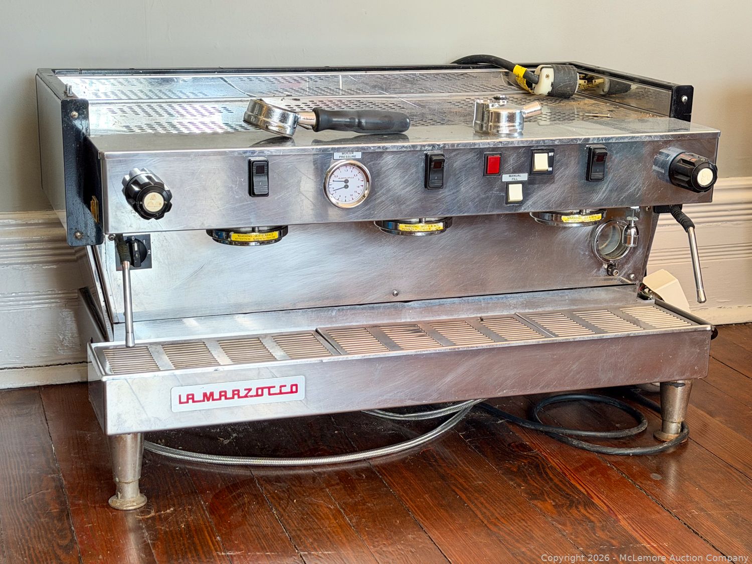 La Marzocco Linea three-group espresso machine at the Biscuit Love Franklin liquidation