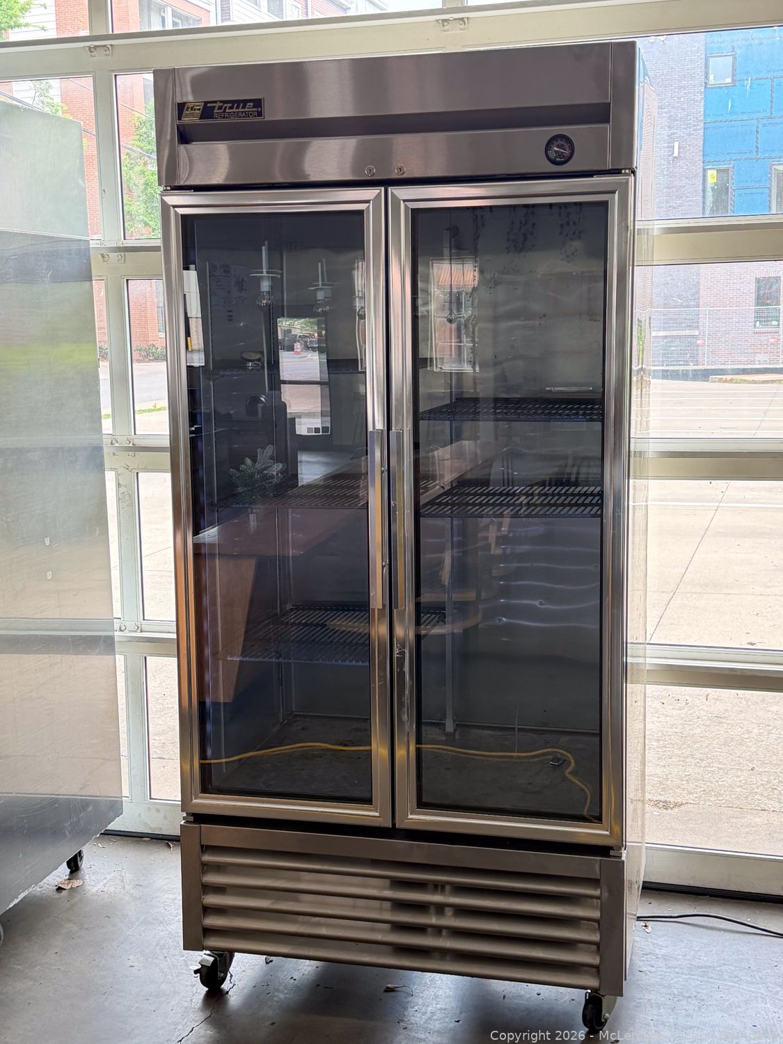 True double glass door reach-in refrigerator at the Barista Parlor liquidation